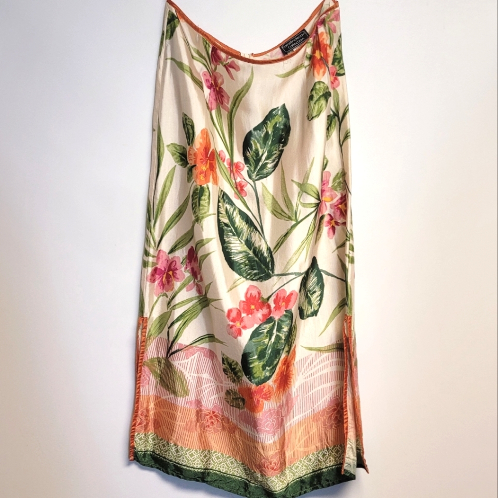 Vintage Carol Anderson Tropical Floral Maxi Skirt Size 14 (32"waist)